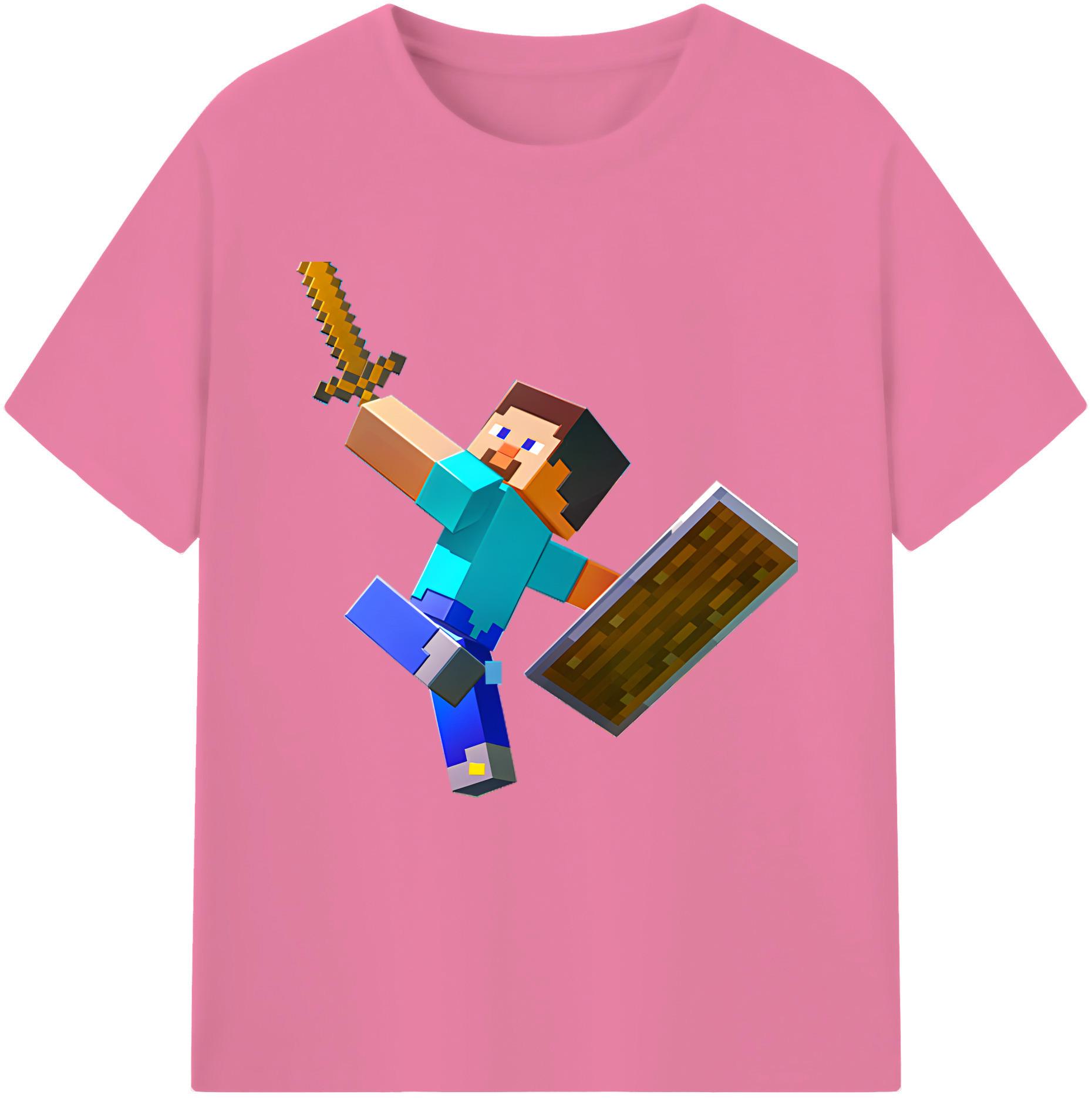 （画像用） マインクラフト ブロックの世界 Minecraft MC Block world 綿100％半袖Tシャツ（フロントプリント）